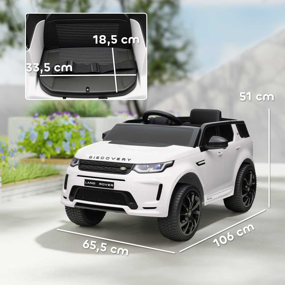 AIYAPLAY vaikiškas elektromobilis 12V su 2,4G nuotolinio valdymo pulteliu, muzika, garso signalu, LED žibintais, USB/MP3 jungtimi, 3-5 km/val., 3-6 metų vaikams, baltas