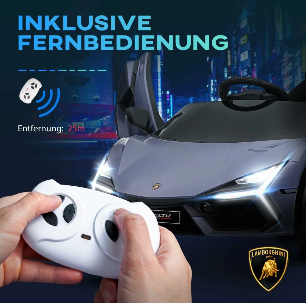 AIYAPLAY vaikiškas elektromobilis, 12 V, su 2,4 G nuotolinio valdymo pultu, muzika, amortizatoriais, žibintais, USB/MP3 jungtimi, atbulinės eigos funkcija, 3-5 km/h, vaikams nuo 3-5 metų, pilkas