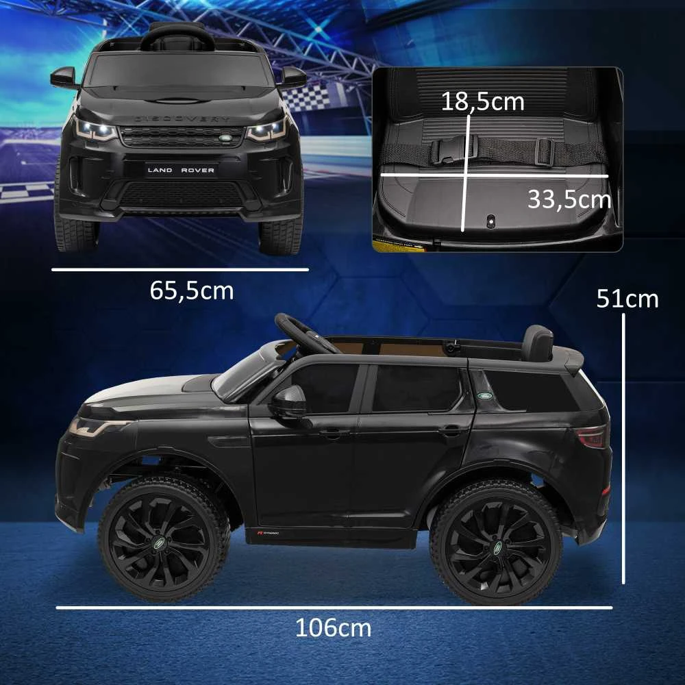 AIYAPLAY vaikiškas elektromobilis 12V su 2,4G nuotolinio valdymo pulteliu, muzika, garsiniu signalu, LED šviesomis, USB/MP3 jungtimi, 3-5 km/h, vaikams nuo 3-6 metų, juodas