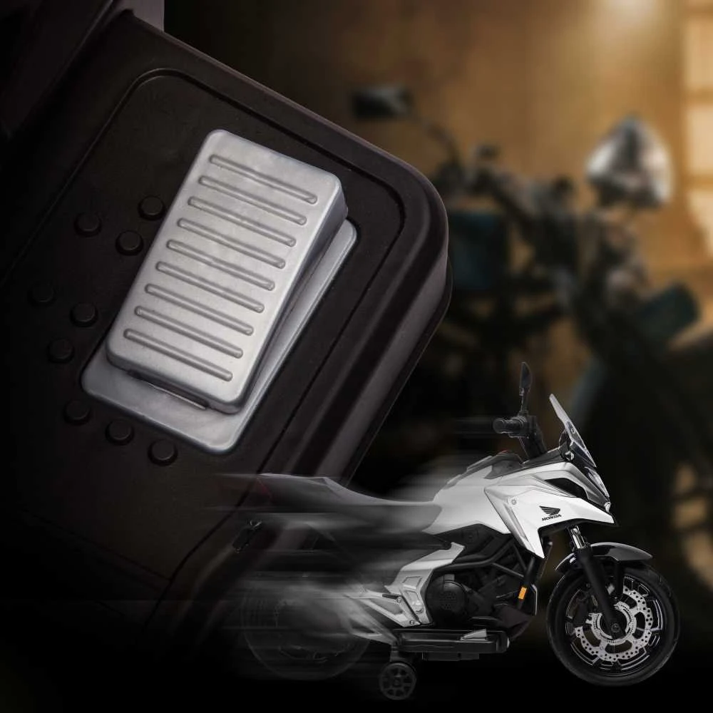 AIYAPLAY elektrinis motociklas vaikams, 12V vaikiškas motociklas su MP3, USB, LED žibintais, transporto priemonė vaikams su lavinamosiomis funkcijomis, pagalbiniais ratukais, 3km/h, 3-6 metų vaikams, baltas