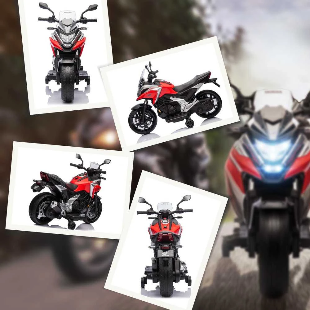 AIYAPLAY vaikiškas elektrinis motociklas, 12V vaikiškas motociklas su MP3, USB, LED žibintais, vaikiška transporto priemonė su ankstyvojo ugdymo funkcijomis, pagalbiniais ratukais, 3 km/h, 3–6 metų vaikams, raudonas