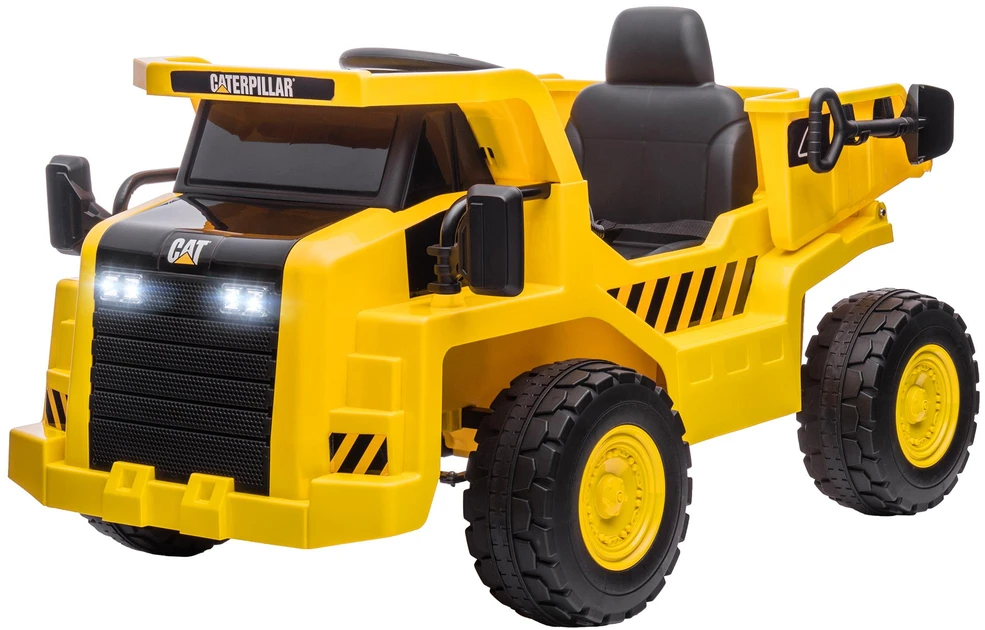 AIYAPLAY vaikiškas elektrinis traktorius 12V, sėdimas traktorius su 2,4 GHz nuotolinio valdymo pulteliu, kaušu, kastuvu, elektromobilis su muzika, garsiakalbiais, žibintais, 3-5 km/h, 3-6 metų vaikams, geltonas