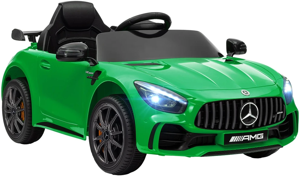 AIYAPLAY vaikiškas elektromobilis 12 V, su 2,4G nuotolinio valdymo pulteliu, USB, MP3, muzika, transporto priemonė su šviesomis, švelnus startas, atbulinės eigos funkcija, 3-5 km/h, vaikams nuo 3-6 metų, žalias