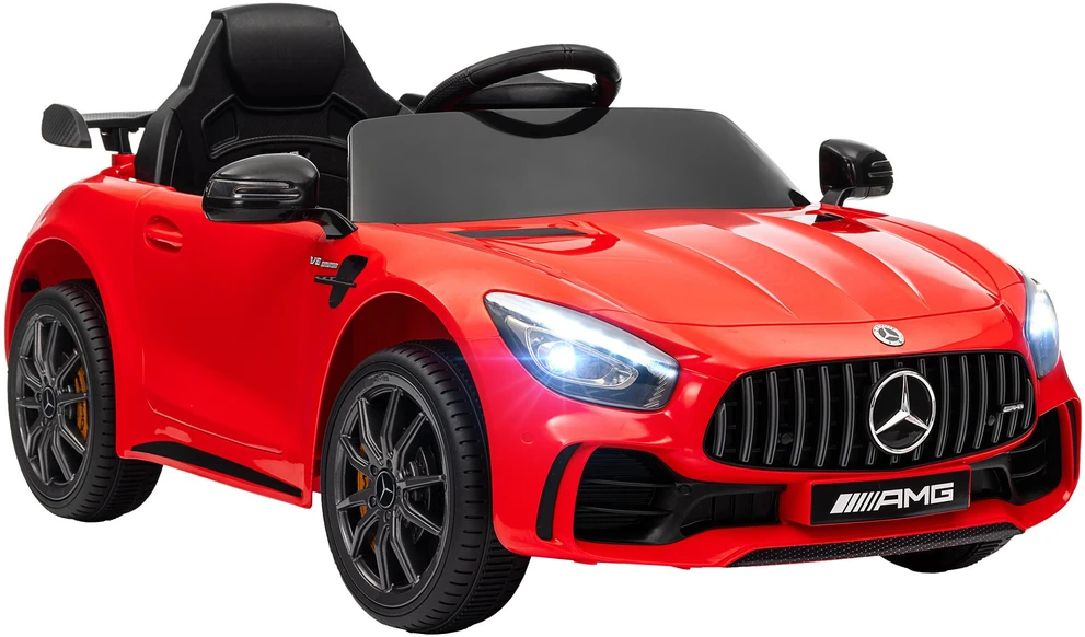 AIYAPLAY vaikiškas elektromobilis 12 V, vaikiškas automobilis su 2,4G nuotolinio valdymo pulteliu, USB, MP3, muzika, transporto priemonė su šviesomis, švelnus startas, atbulinės eigos funkcija, 3-5 km/h, vaikams nuo 3-6 metų, raudonas