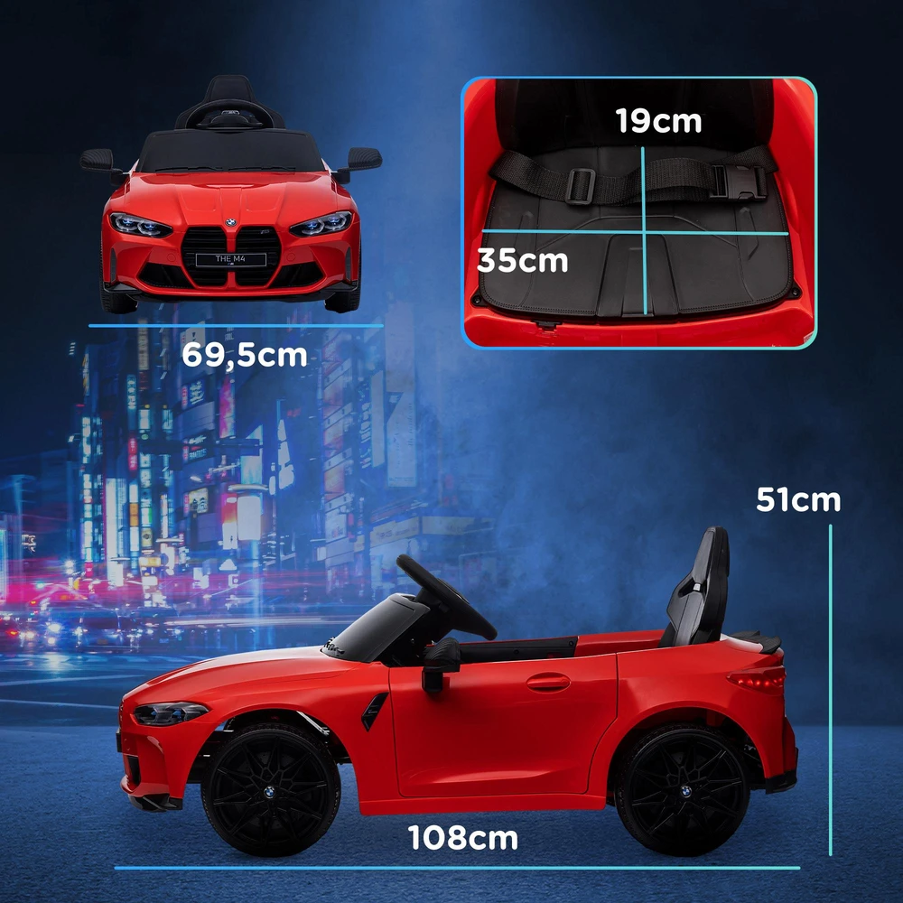 AIYAPLAY vaikiškas elektromobilis 12V su 2,4G nuotolinio valdymo pulteliu, pakaba, MP3, USB, LED žibintais, garsiniu signalu, 3–5 metų vaikams | Aosom