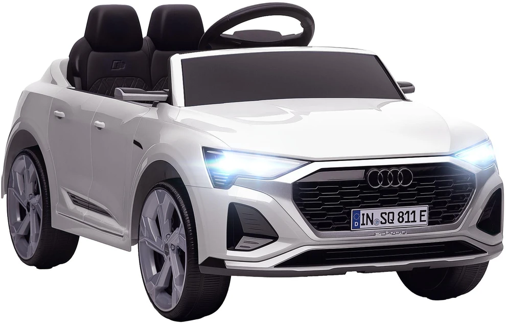 AIYAPLAY vaikiškas elektromobilis 12V su 2,4G nuotolinio valdymo pulteliu, MP3 muzika, garsiniu signalu, žibintais, 4 amortizuotais ratais, 3-5 km/h, 3-6 metų vaikams, baltas