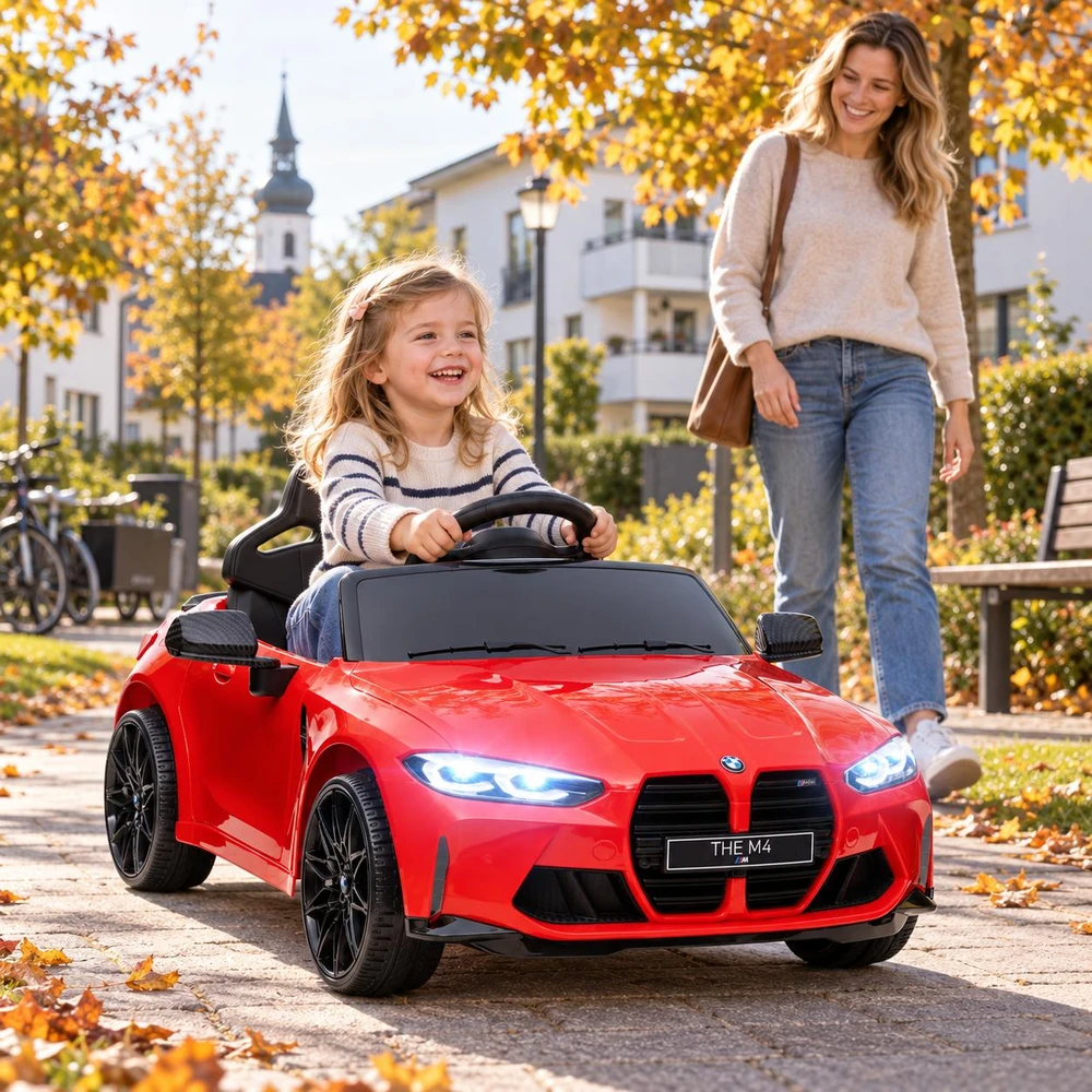 AIYAPLAY vaikiškas elektromobilis 12V su 2,4G nuotolinio valdymo pulteliu, pakaba, MP3, USB, LED žibintais, garsiniu signalu, 3–5 metų vaikams | Aosom