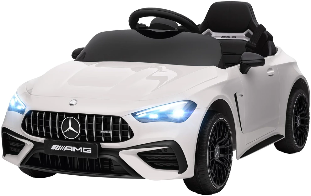 AIYAPLAY vaikiškas elektromobilis, Mercedes dizainas, 12 V varikliai, nuotolinio valdymo pultas, LED žibintai, muzika, 3-6 metų vaikams, baltas