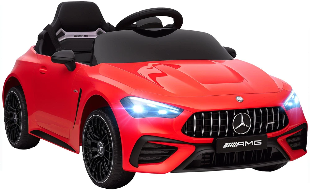 AIYAPLAY vaikiškas elektromobilis, Mercedes dizainas, 12V varikliai, nuotolinio valdymo pultelis, LED žibintai, muzika, 3-6 metų vaikams, raudonas