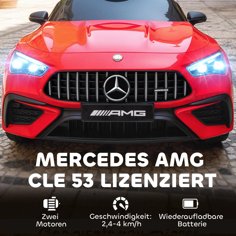 AIYAPLAY vaikiškas elektromobilis, Mercedes dizainas, 12V varikliai, nuotolinio valdymo pultelis, LED žibintai, muzika, 3-6 metų vaikams, raudonas
