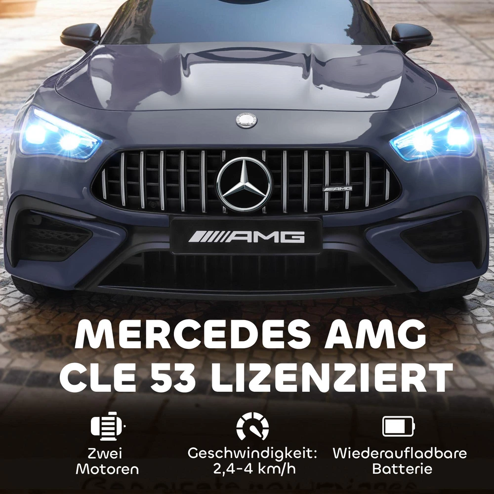 AIYAPLAY vaikiškas elektromobilis, Mercedes dizainas, 12V varikliai, nuotolinio valdymo pultas, LED žibintai, muzika, 3-6 metų vaikams, pilkas