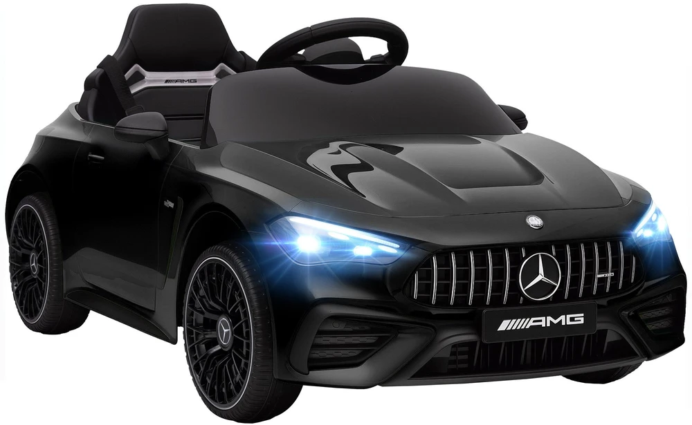 AIYAPLAY vaikiškas elektromobilis, „Mercedes“ dizainas, 12 V varikliai, nuotolinio valdymo pultas, LED žibintai, muzika, 3–6 metų vaikams, juodas
