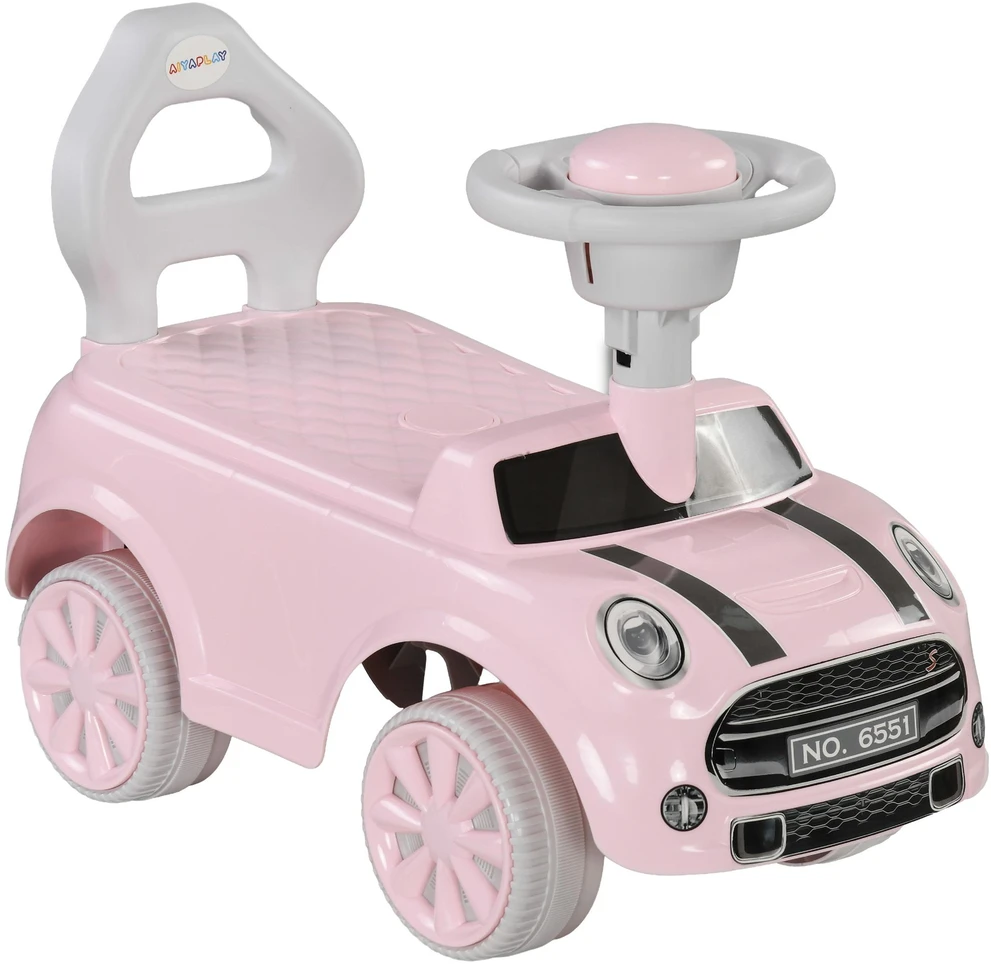 AIYAPLAY vaikiškas paspirtukas-mašinėlė, transporto priemonė vaikams, stumiamas automobilis su apsauga nuo apvirtimo, rožinė, 53 x 25 x 35 cm | Aosom