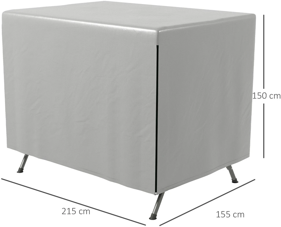 Outsunny sodo baldų uždangalas, apsauginis gaubtas, vandeniui atsparus, apsauga nuo UV spindulių, papildomas tvirtinimas, stačiakampis, polietilenas (PE), pilkas, 215 x 155 x 150 cm