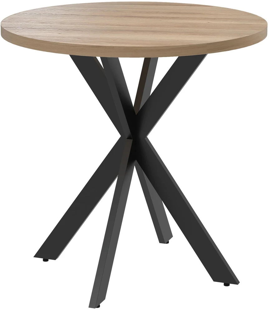 Apvalus valgomojo stalas 75 x 75 cm, modernus virtuvės stalas 2–4 asmenims su voro formos kojomis, rudas