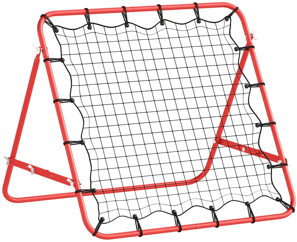 HOMCOM futbolo atšokimo tinklelis, treniruočių vartai su reguliuojamu kampu, raudona ir juoda spalvos, 96 x 80 x 96 cm