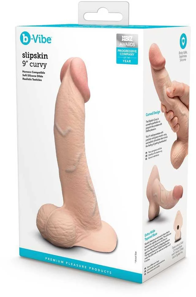 b-Vibe Slipskin 9" lenktas kremas