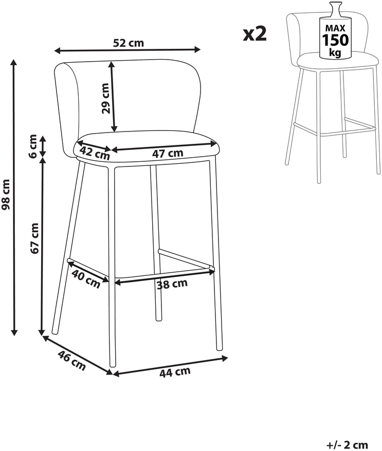 Beliani 2 baro kėdžių komplektas MINA II žalias