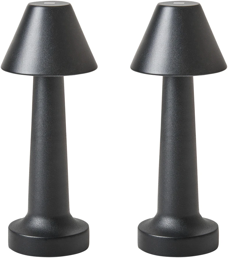 Beliani 2 belaidių LED stalo lempų komplektas JOANES su reguliatoriumi, metalinis, juodas