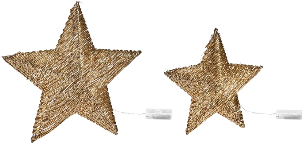 Beliani 2 dekoracijų rinkinys HAMPEN LED Žvaigždė 24/30 cm Auksinė