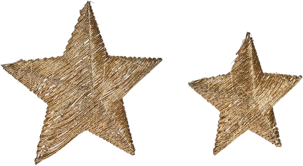 Beliani 2 dekoracijų rinkinys HAMPEN LED Žvaigždė 24/30 cm Auksinė