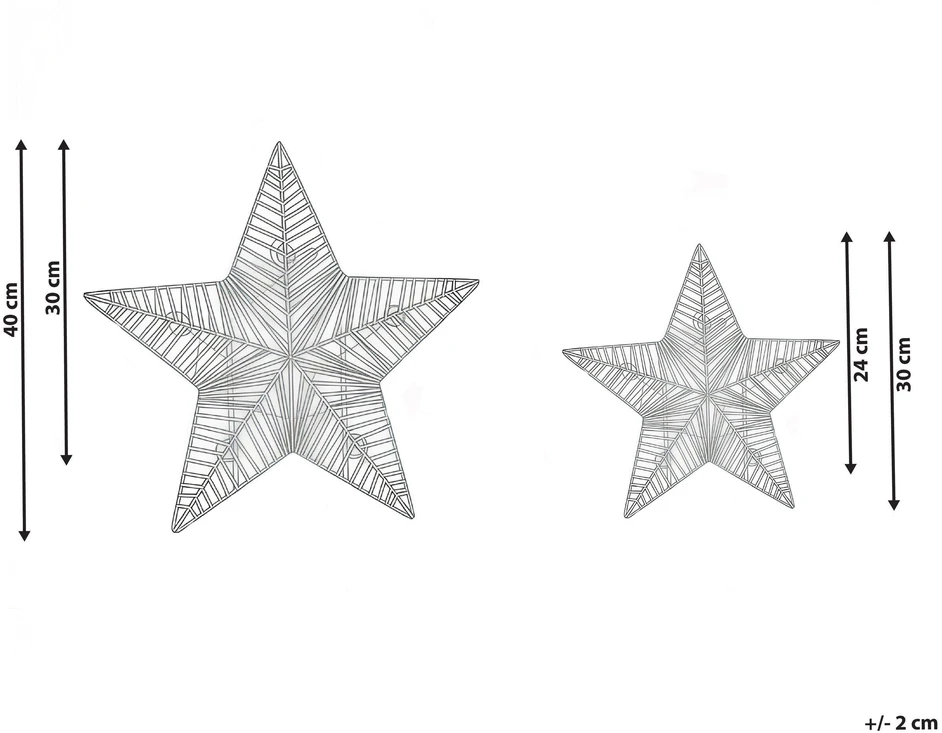 Beliani 2 dekoracijų rinkinys HAMPEN LED Žvaigždė 24/30 cm Auksinė