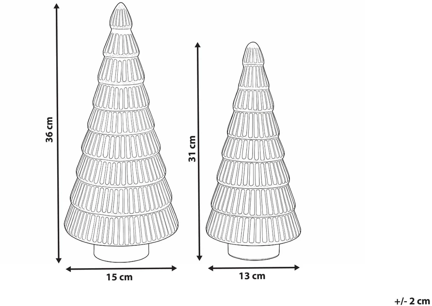 Beliani 2 dekoracinių figūrėlių rinkinys PURUVESI Eglutė 31/36 cm raudona/žalia
