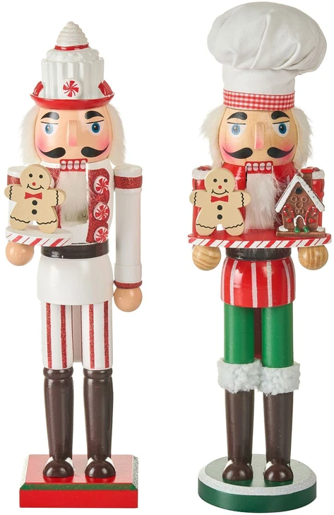 Beliani 2 dekoracinių figūrėlių rinkinys BODSJON Spragtukas 35 cm Raudonas/Baltas