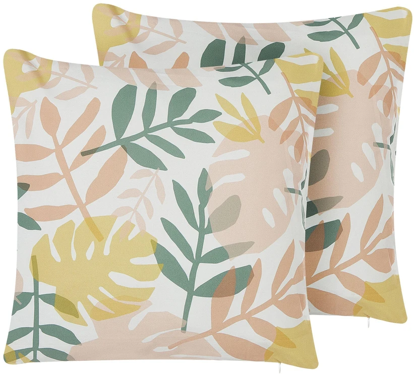 Beliani 2 dekoratyvinių lauko pagalvėlių rinkinys TEGEA Augalų raštas 45 x 45 cm spalvingas