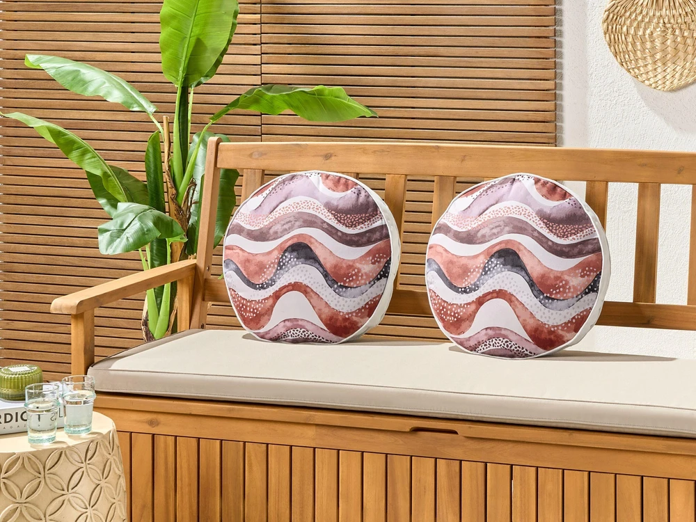 Beliani 2 dekoratyvinių pagalvėlių komplektas SEBORGA abstraktaus rašto 40 x 40 cm rudas