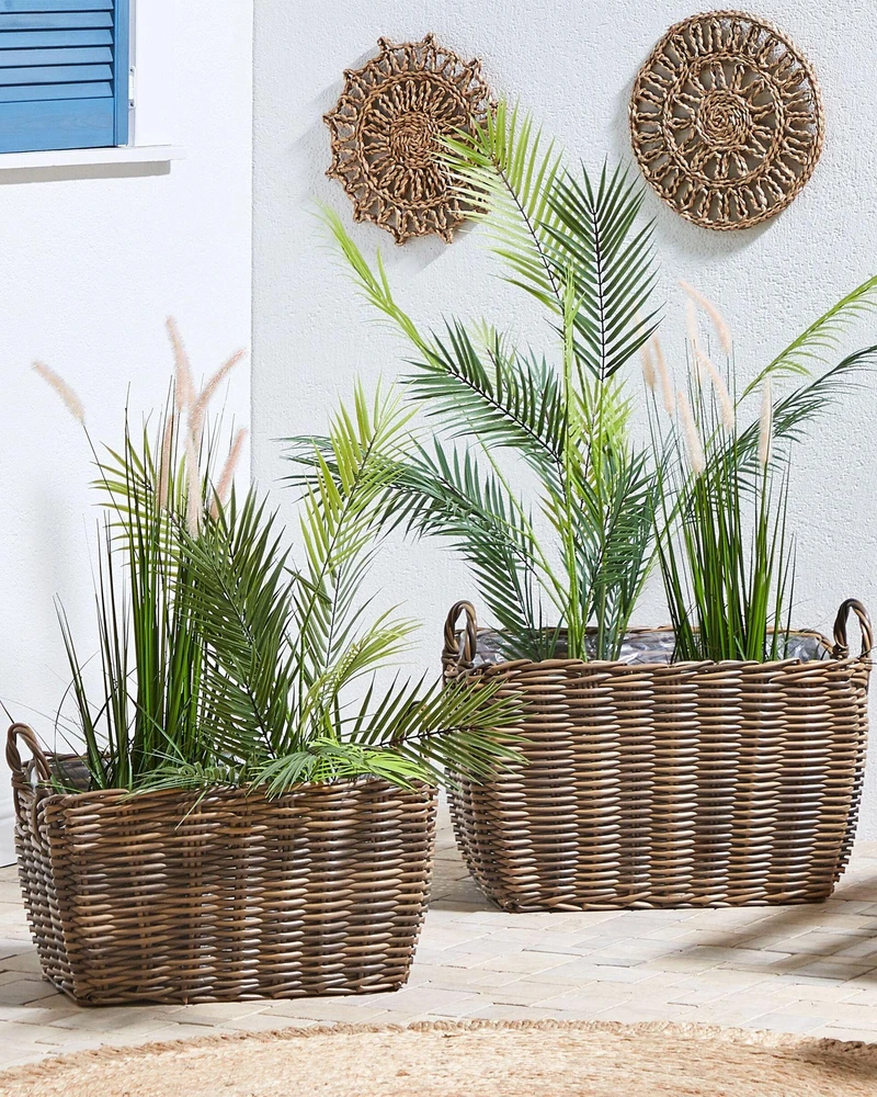 Beliani 2 gėlių krepšelių rinkinys ORMOS 53/59 cm Rudas technoratanas