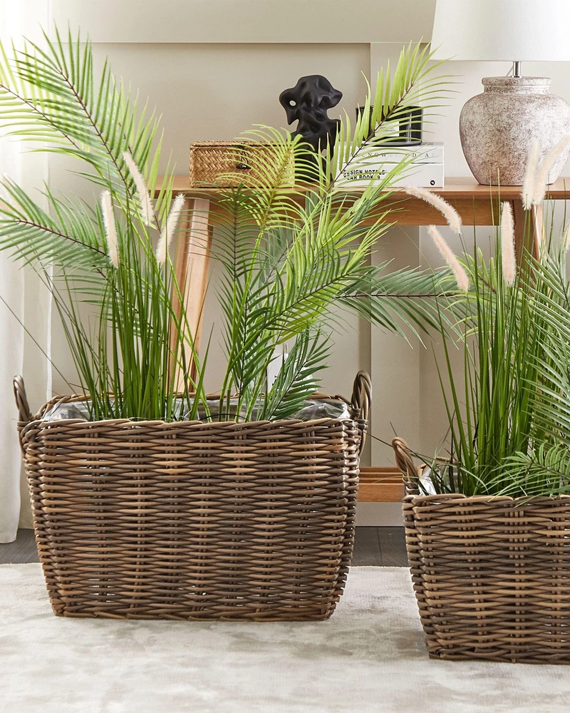 Beliani 2 gėlių krepšelių rinkinys ORMOS 53/59 cm Rudas technoratanas