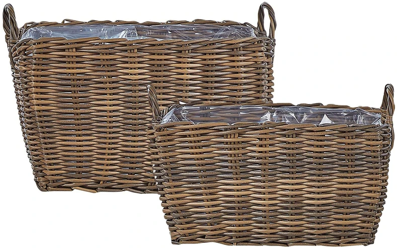 Beliani 2 gėlių krepšelių rinkinys ORMOS 53/59 cm Rudas technoratanas