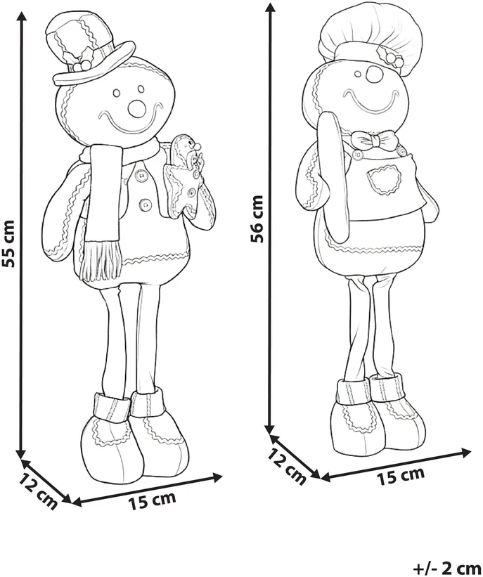 Beliani 2 kalėdinių dekoracijų rinkinys EIKEREN Meduolinis žmogeliukas 55 cm rudo
