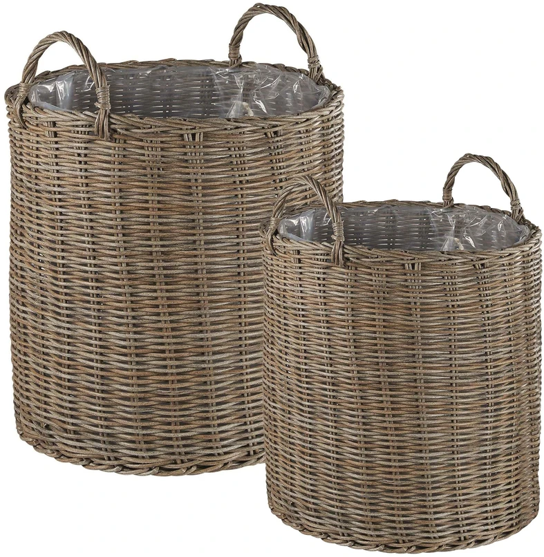Beliani 2 krepšių gėlėms rinkinys BITOLA 40/48 cm, rudas, technoratanas