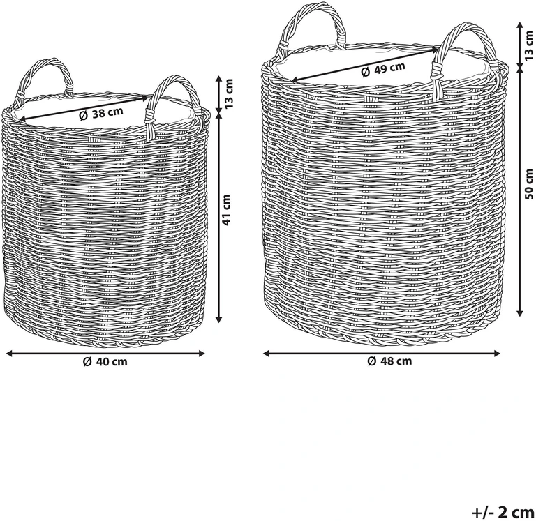 Beliani 2 krepšių gėlėms rinkinys BITOLA 40/48 cm, rudas, technoratanas