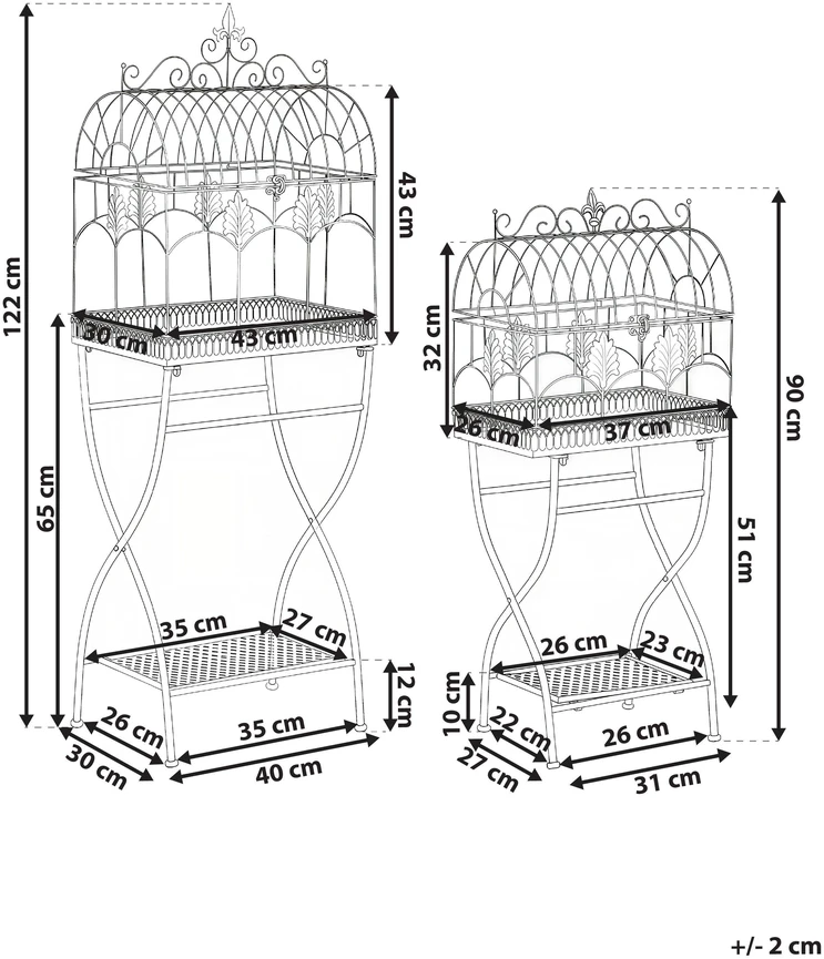 Beliani 2 lentynų komplektas SICILY metalinis 122/90 cm 43/37 cm juodas