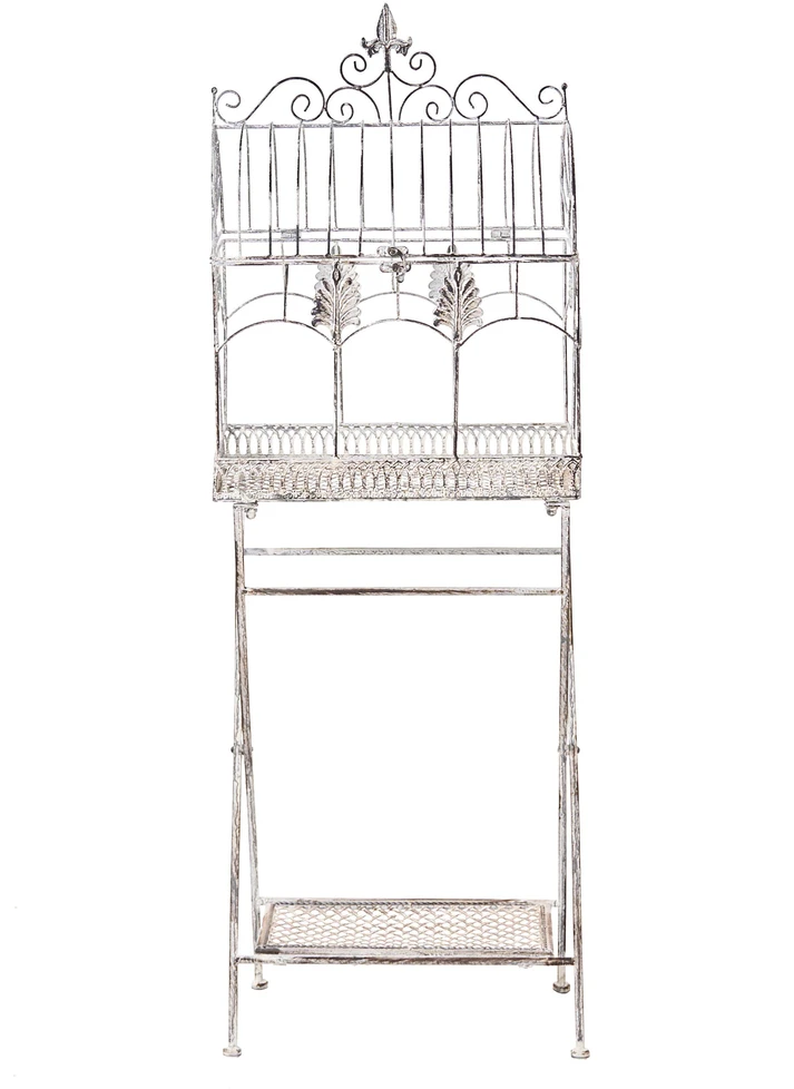 Beliani 2 lentynų sodo stelažų rinkinys SICILY, 43/37 cm, 122/90 cm, metalas, pilkas
