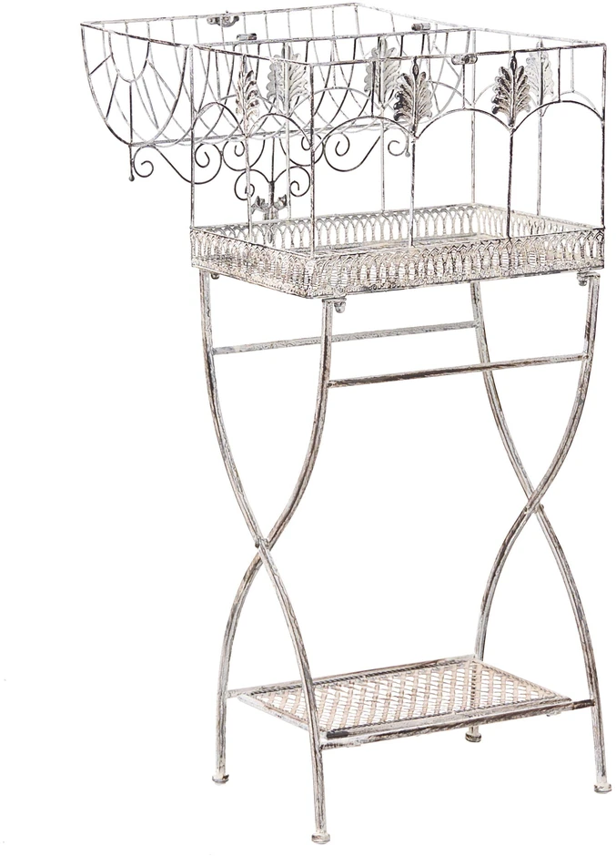 Beliani 2 lentynų sodo stelažų rinkinys SICILY, 43/37 cm, 122/90 cm, metalas, pilkas