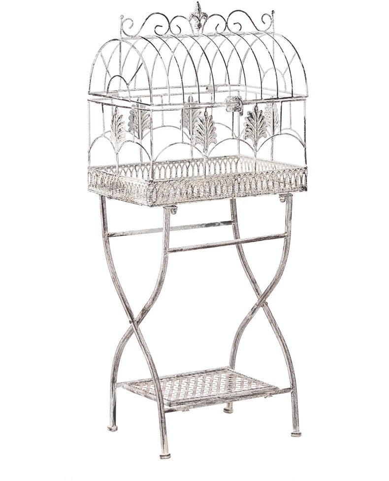 Beliani 2 lentynų sodo stelažų rinkinys SICILY, 43/37 cm, 122/90 cm, metalas, pilkas