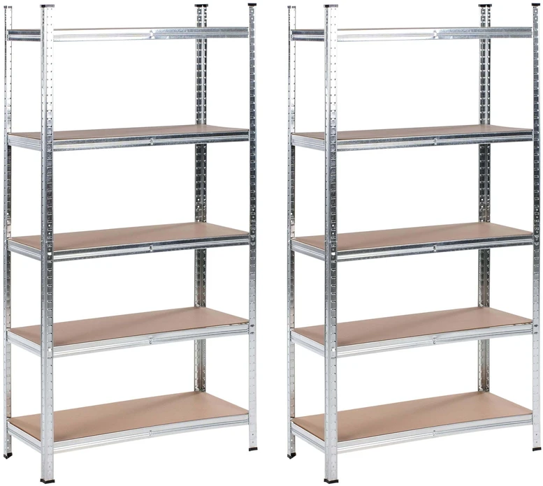 Beliani 2 metalinių sandėliavimo stelažų rinkinys XITTA, 180 cm, 90 cm, sidabrinės spalvos
