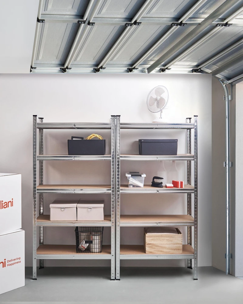 Beliani 2 sandėliavimo lentynų rinkinys XITTA Metal 150 cm 75 cm sidabrinės spalvos