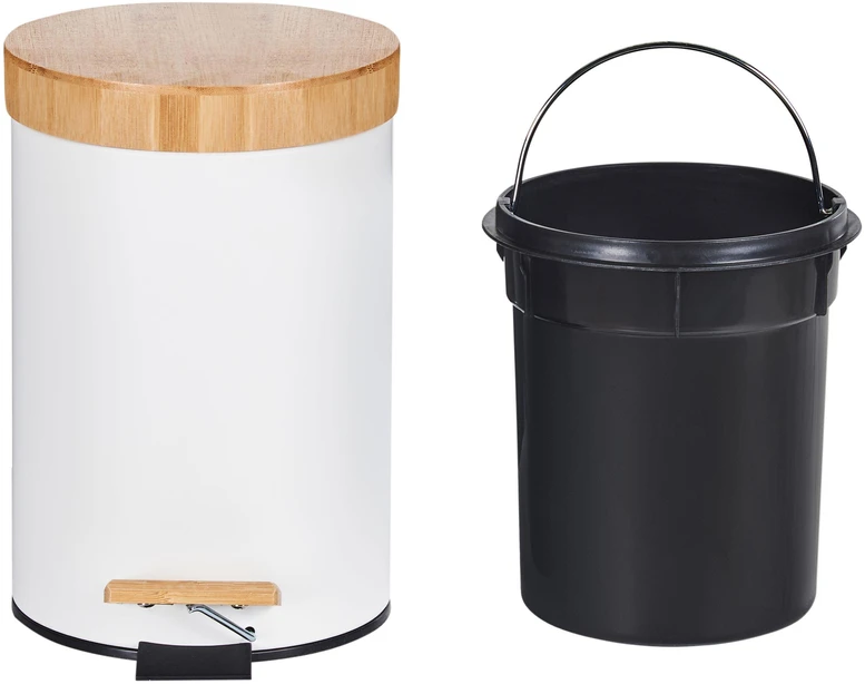 Beliani 2 šiukšliadėžių su pedalu rinkinys 3 l ECOSMART metalinis baltas