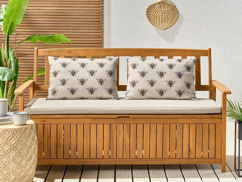 Beliani 2 sodo pagalvėlių rinkinys CANNETO su gyvūnų raštais 40 x 60 cm smėlio spalvos