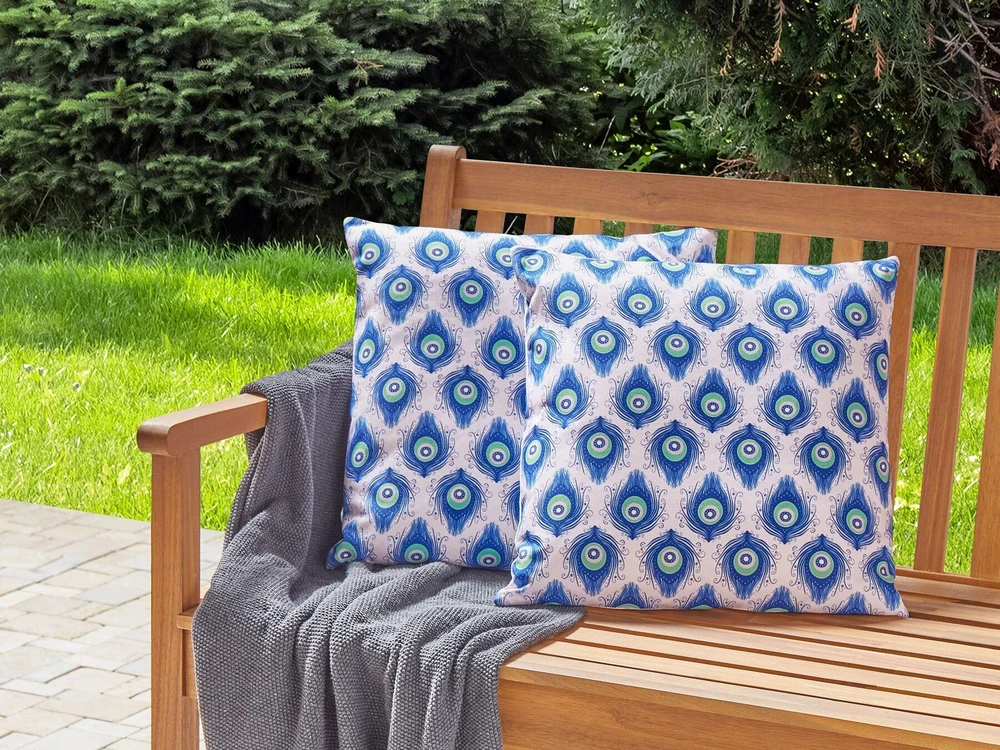 Beliani 2 sodo pagalvėlių rinkinys CERIANA su gyvūnų raštu 45 x 45 cm, mėlynas