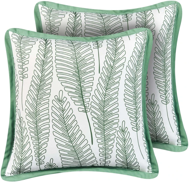 Beliani 2 sodo pagalvėlių rinkinys MEADOW Augalų raštas 45 x 45 cm Žalias