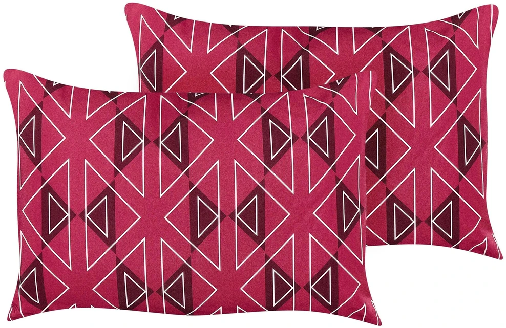Beliani 2 sodo pagalvėlių rinkinys MEZZANO Geometrinis raštas 40 x 60 cm fuksijos spalvos