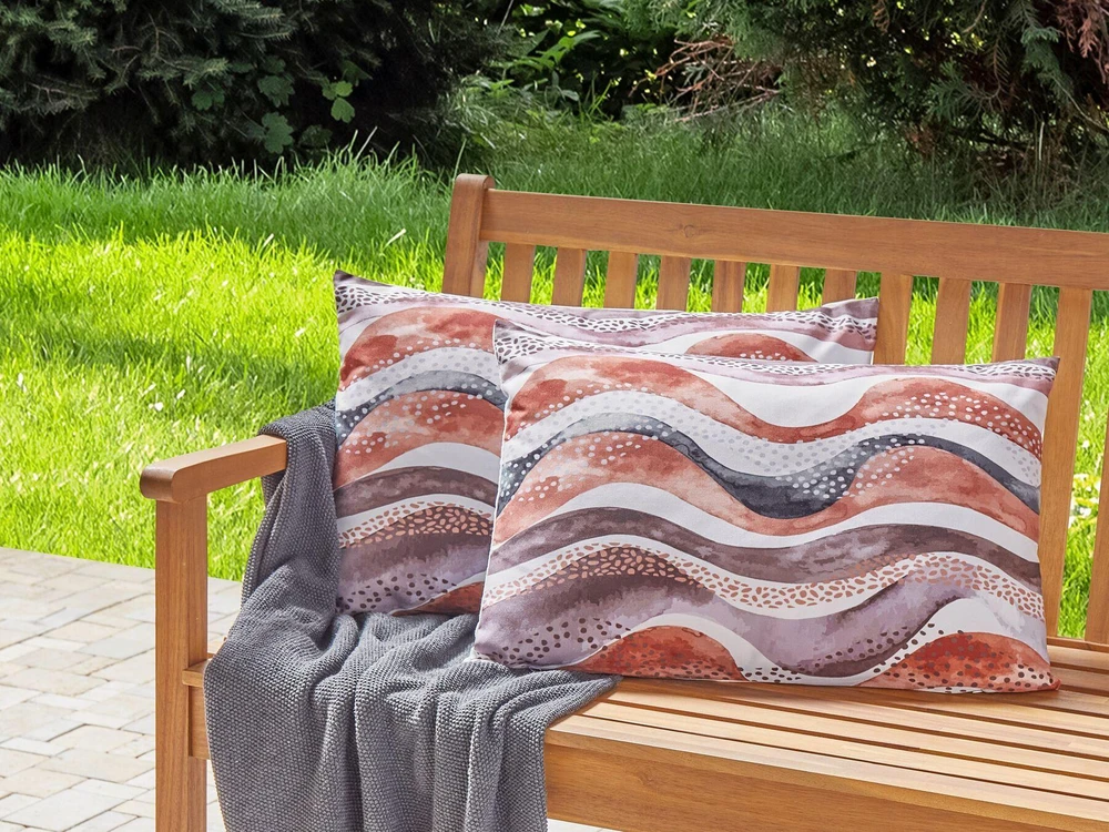 Beliani 2 sodo pagalvėlių rinkinys SEBORGA abstraktaus rašto 40 x 60 cm rudas