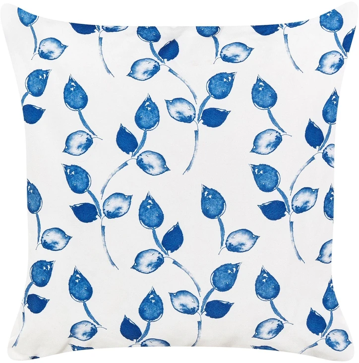 Beliani 2 sodo pagalvėlių rinkinys TORBORA augalų raštas 45 x 45 cm baltas mėlynas