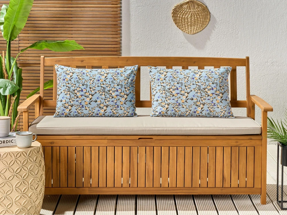 Beliani 2 sodo pagalvėlių rinkinys VALLORIA Gėlių raštas 40 x 60 cm Mėlynas